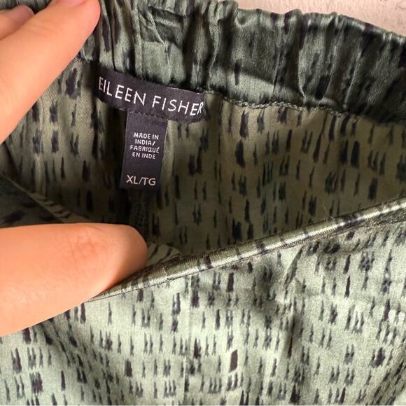 Eileen Fisher Green Nori Silk Dash Print Cropped Wide Leg Pant XL S9KWA-P3236P - Picture 4 of 16